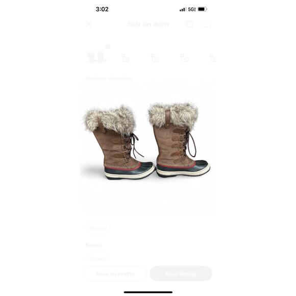 Sorel Joan of Arctic Brown Fur Snow Winter Boots Womens Size 6 Waterproof - Picture 9 of 9